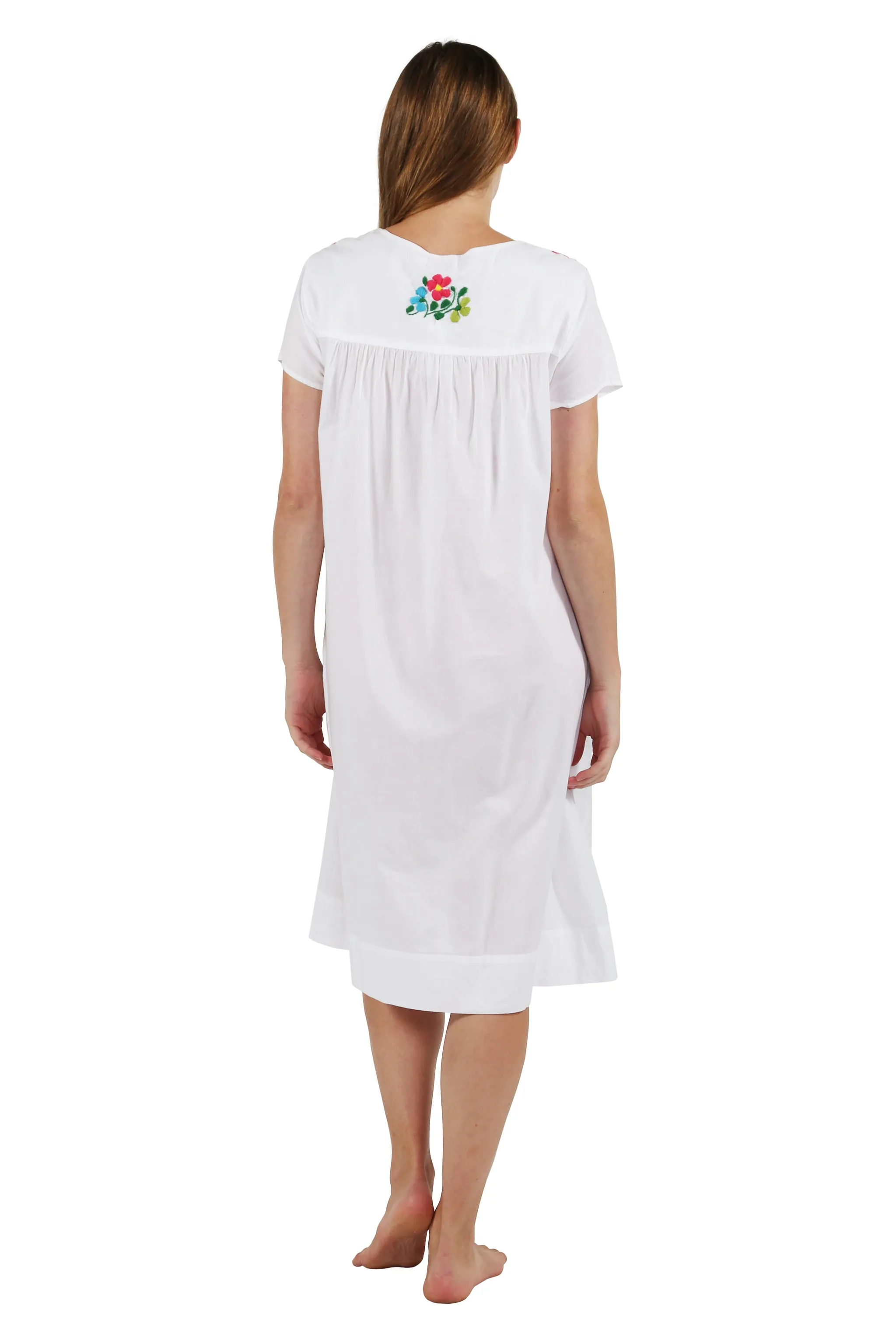 100% Cotton Cap Sleeve Embroidered Dress