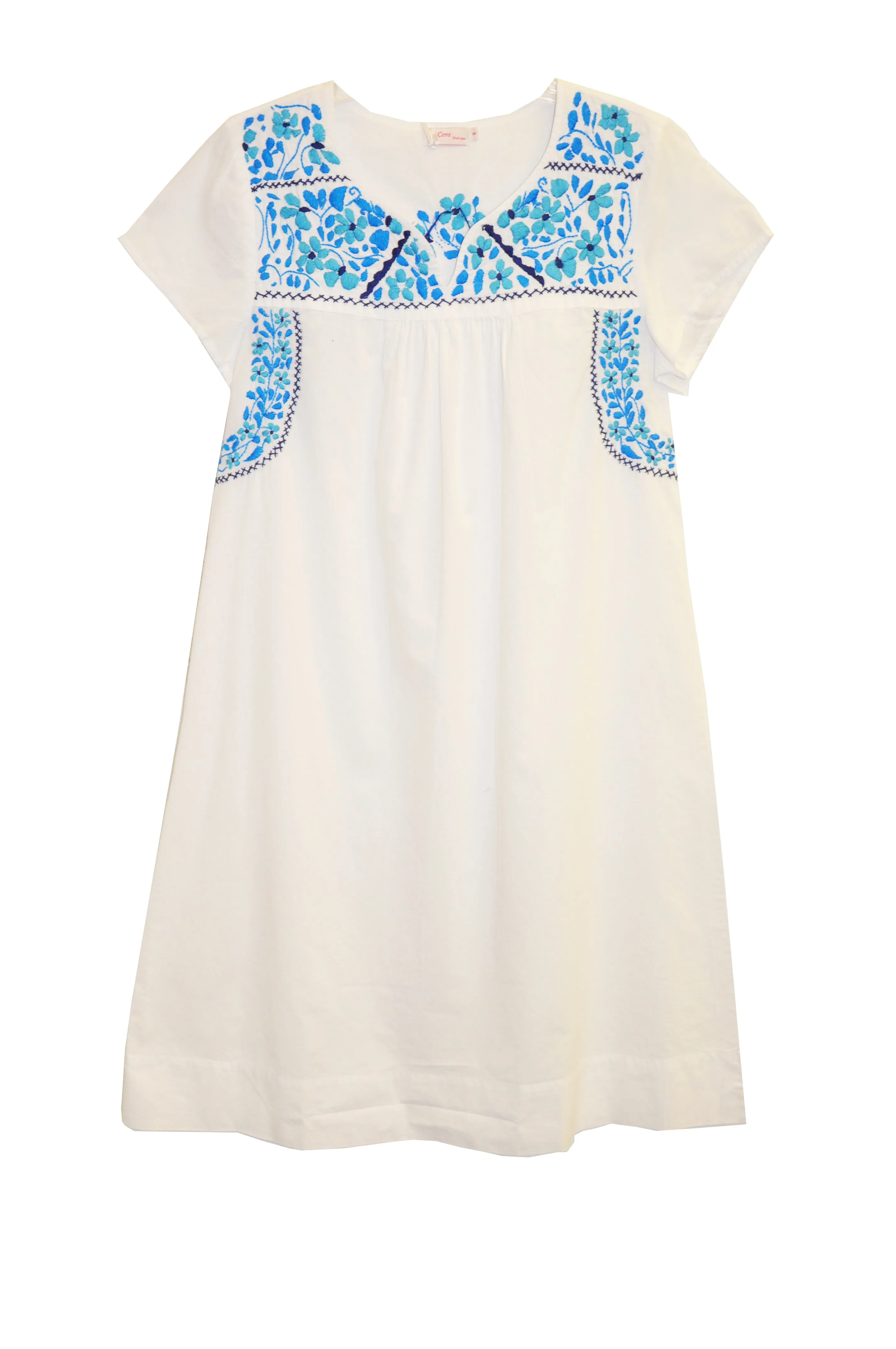 100% Cotton Cap Sleeve Embroidered Dress