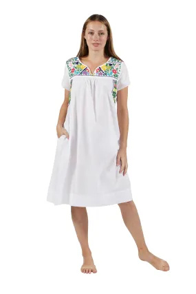 100% Cotton Cap Sleeve Embroidered Dress