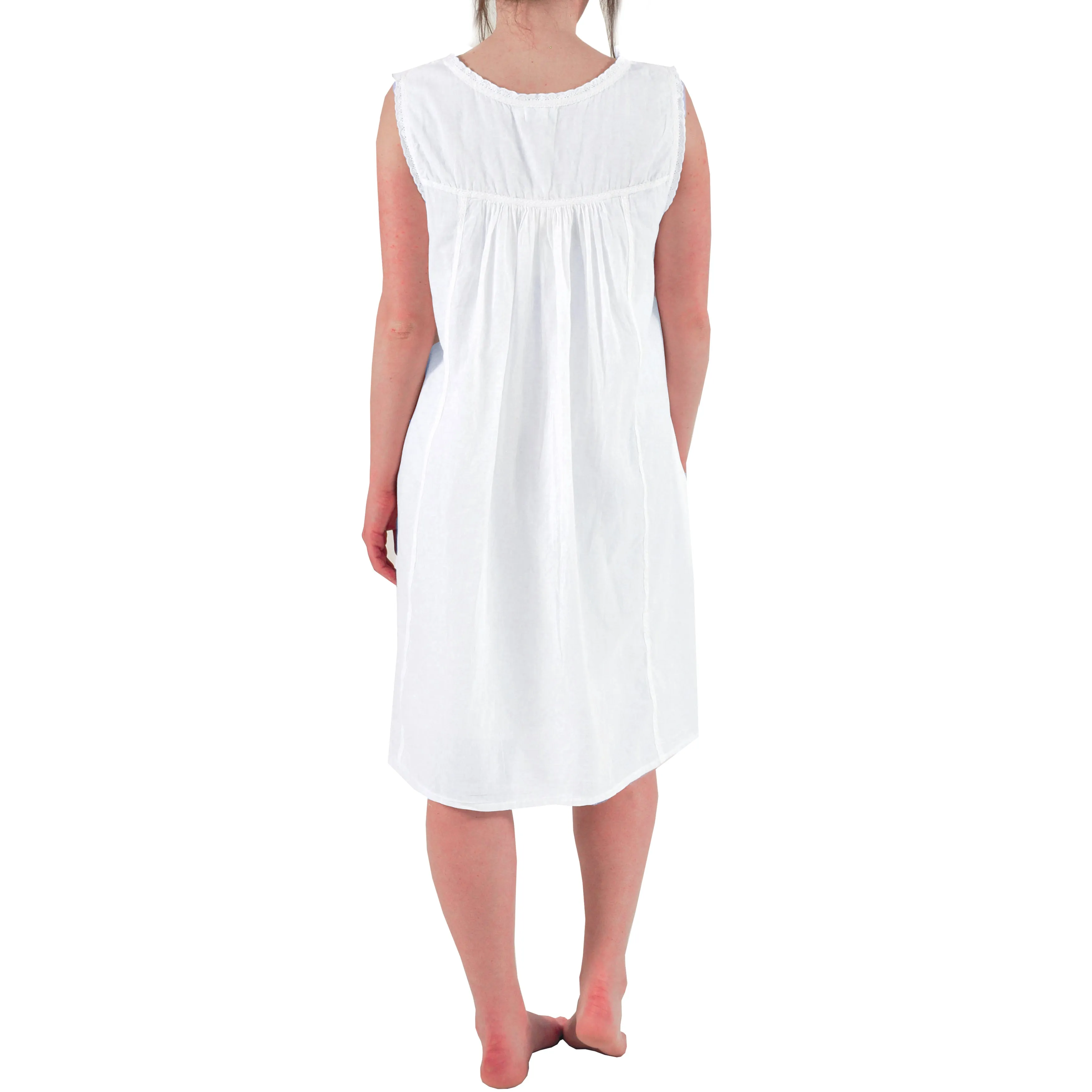 100% Cotton White Embroidered Chemise