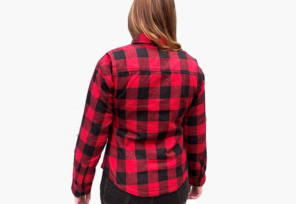 BGA Exo Lady Protective Motorcycle Flannel Shirts Red/Black