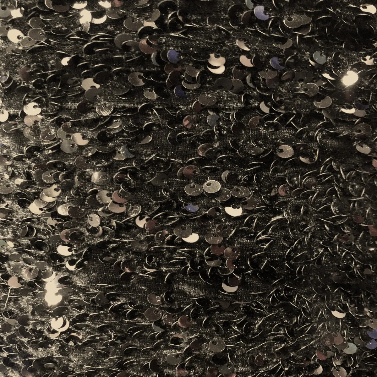 Black Sequins Embroidered Stretch Velvet Rodeo Fabric