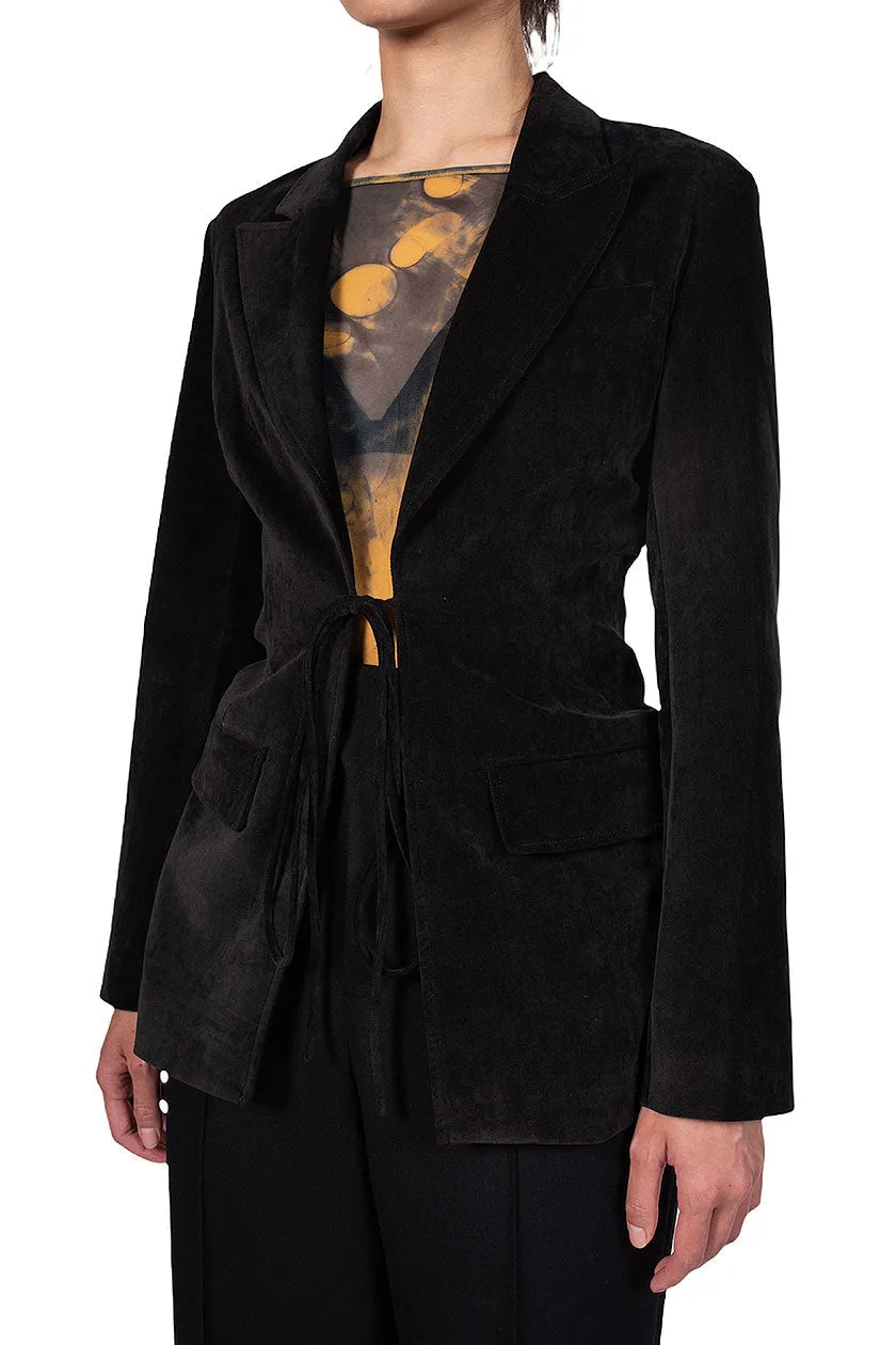 Black Velvet Drawstring Jacket