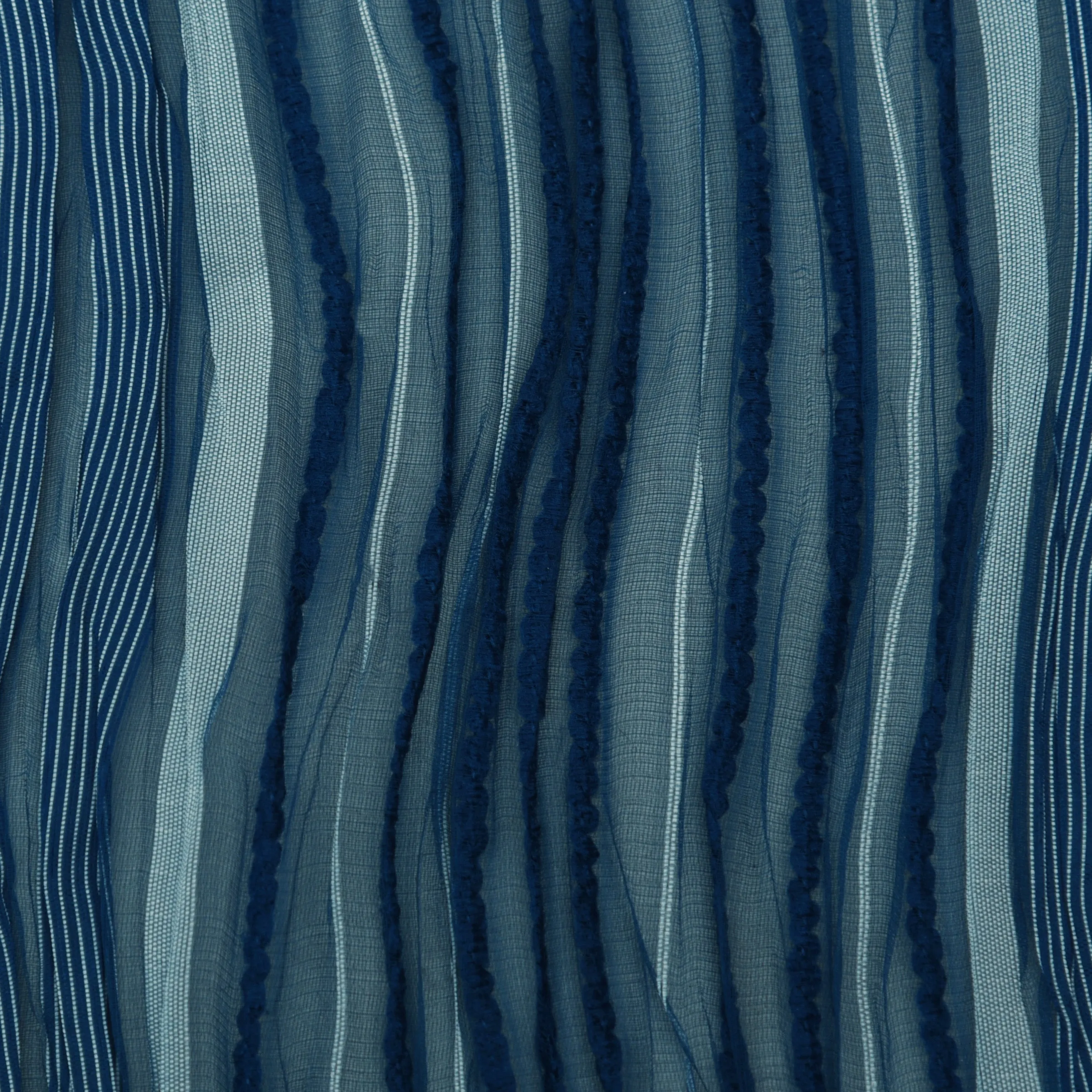 Blue Color Crush Organza Embroidery Fabric