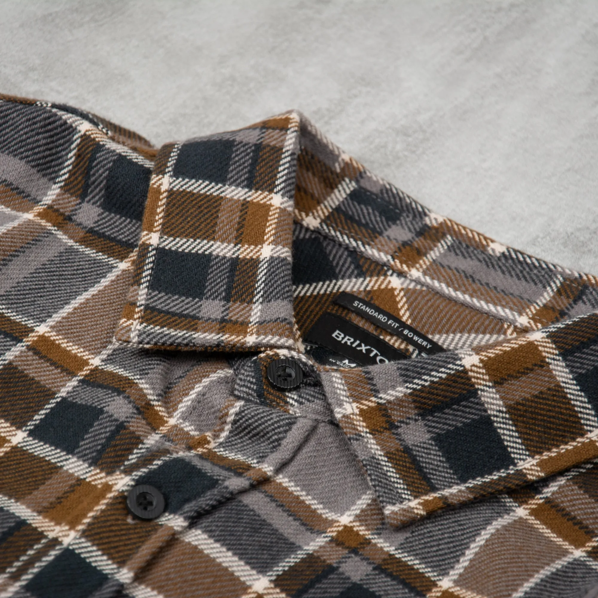 Brixton Bowery L/S Flannel Shirt - Black / Desert Palm / Beige