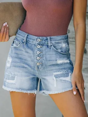 Button-Fly Denim Shorts