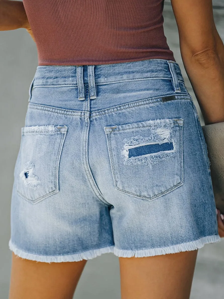 Button-Fly Denim Shorts