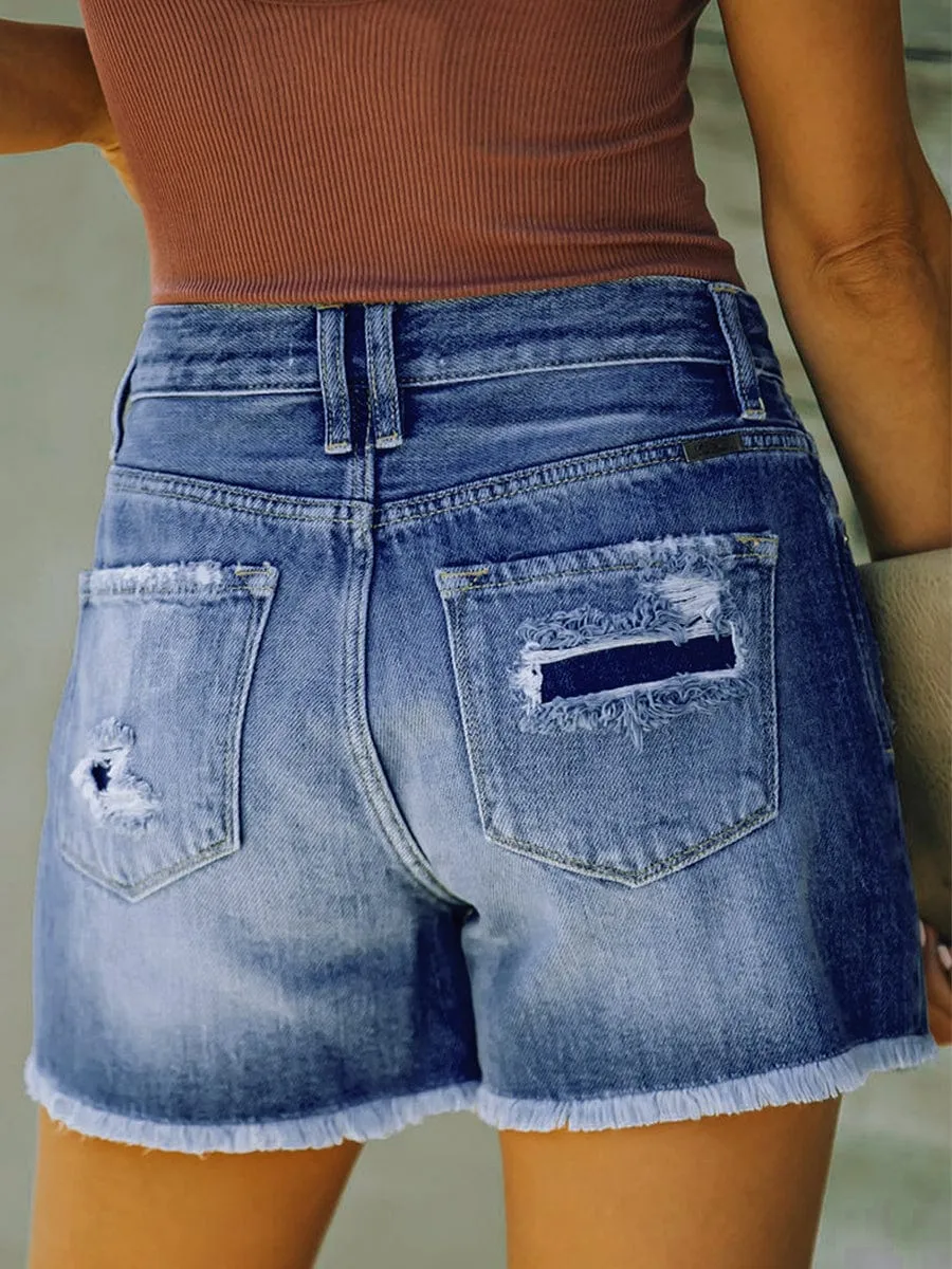 Button-Fly Denim Shorts