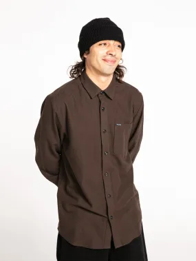 Caden Solid Long Sleeve Shirt - Dark Brown