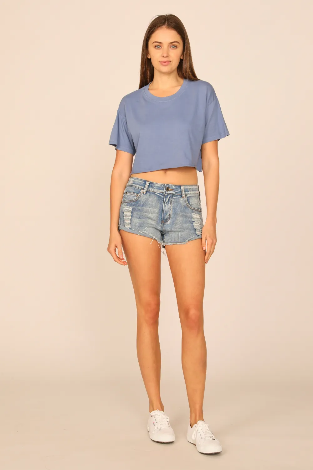 Coastal Denim Garment Dye Boxy Crop Tee