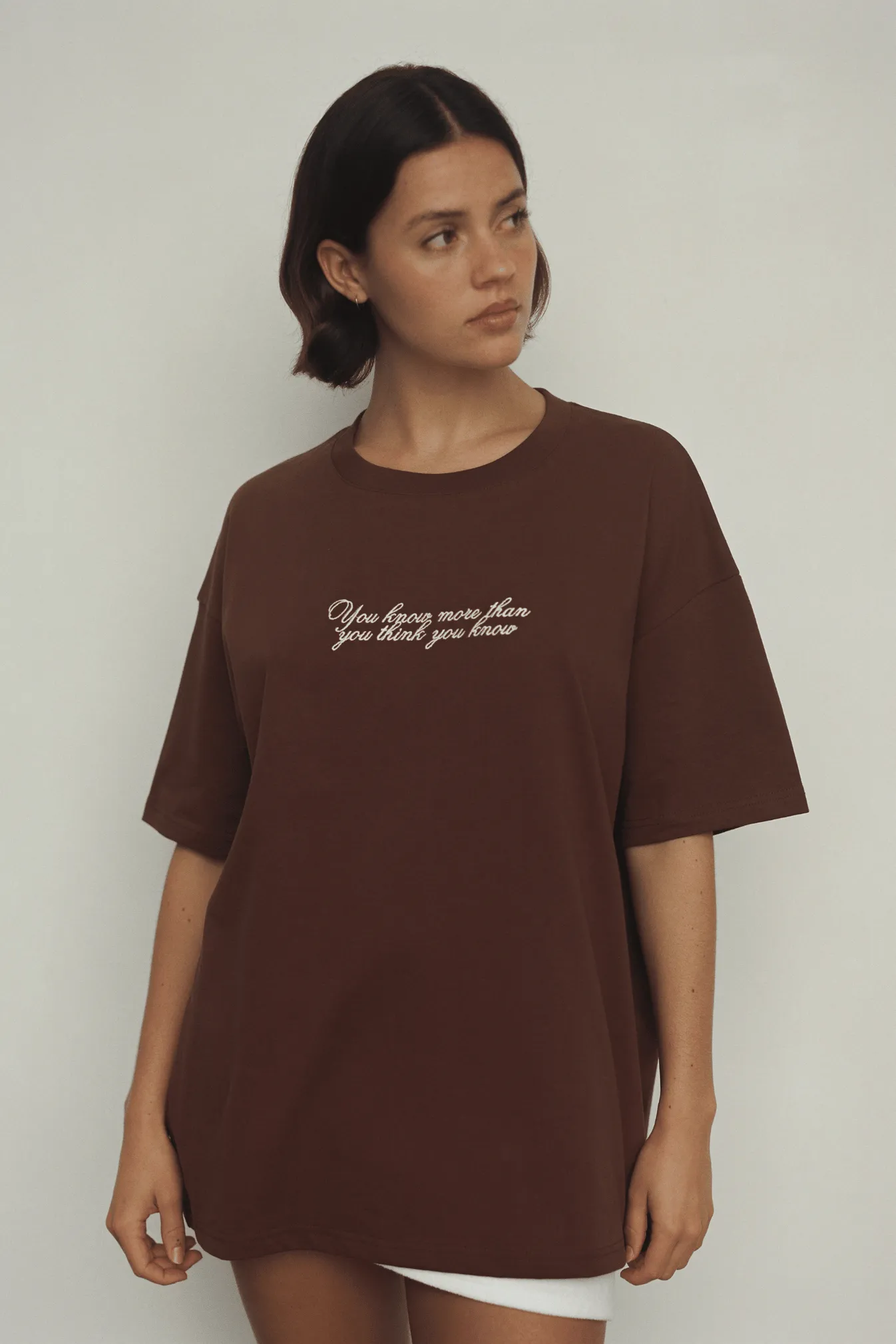 Commonplace - Morale T Shirt, Chocolate/ Pink