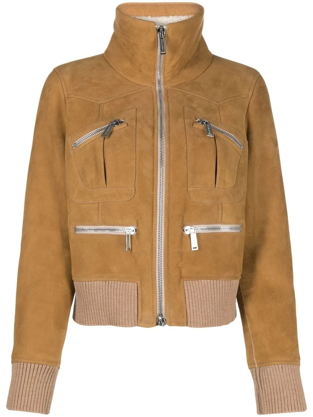 DSQUARED2 ribbed-detail zipped-up bomber jacket