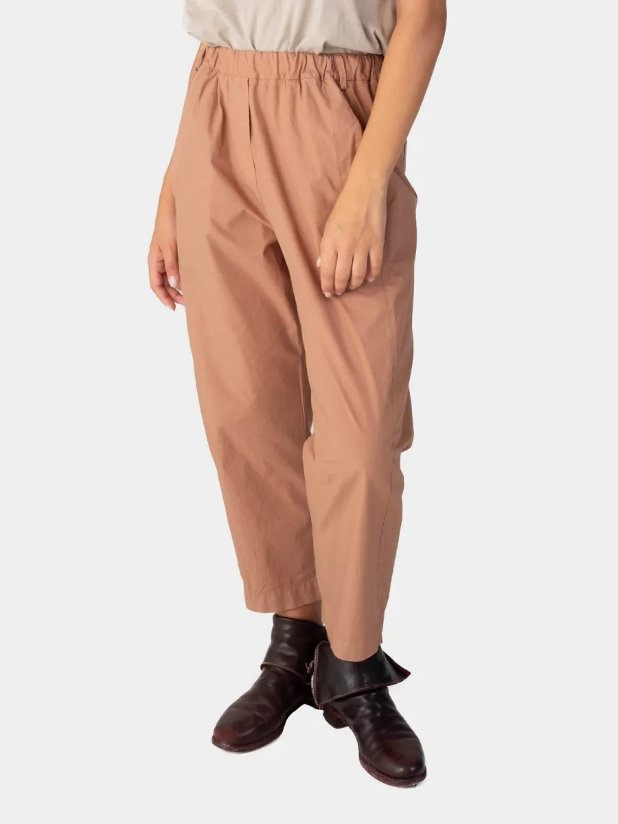 Elastic Waist Tapered Cotton Pants