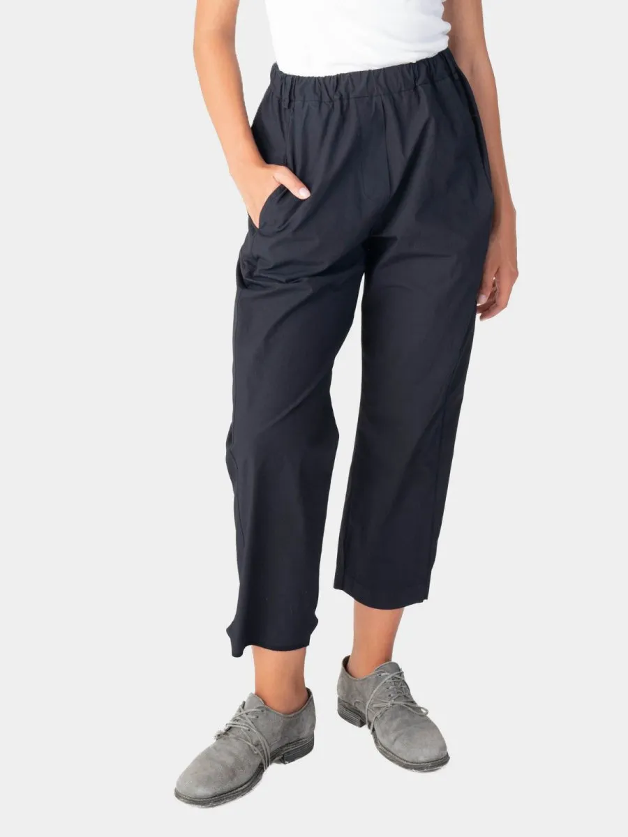 Elastic Waist Tapered Cotton Pants