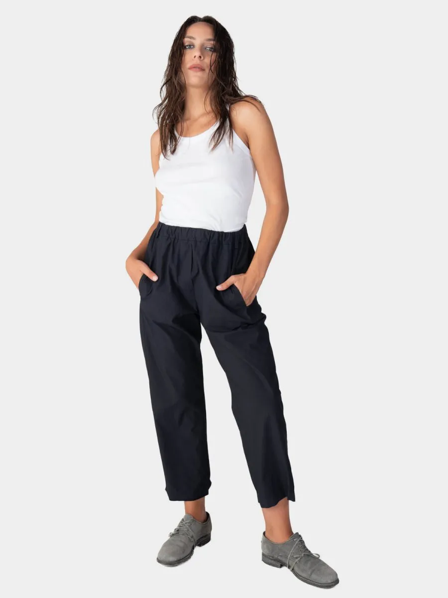 Elastic Waist Tapered Cotton Pants