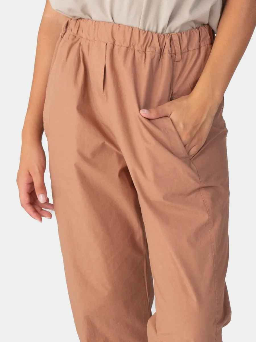 Elastic Waist Tapered Cotton Pants