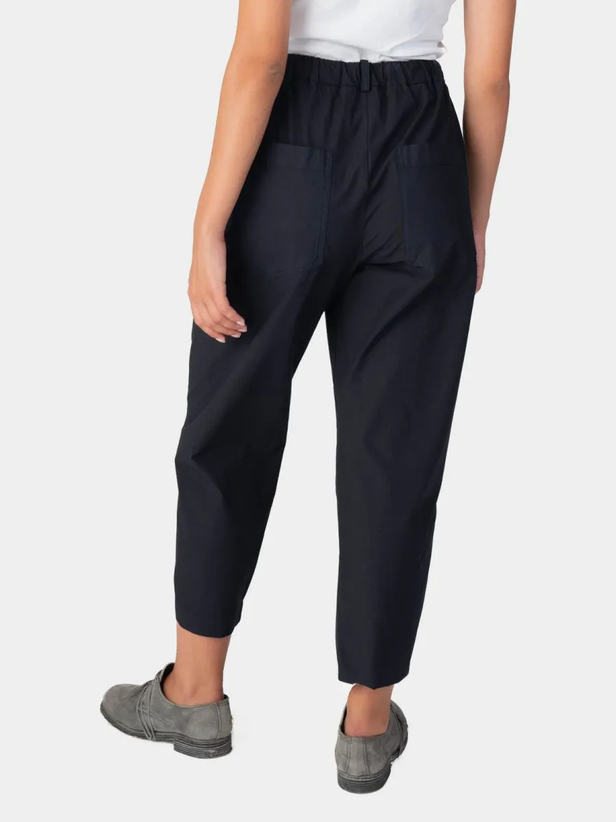 Elastic Waist Tapered Cotton Pants