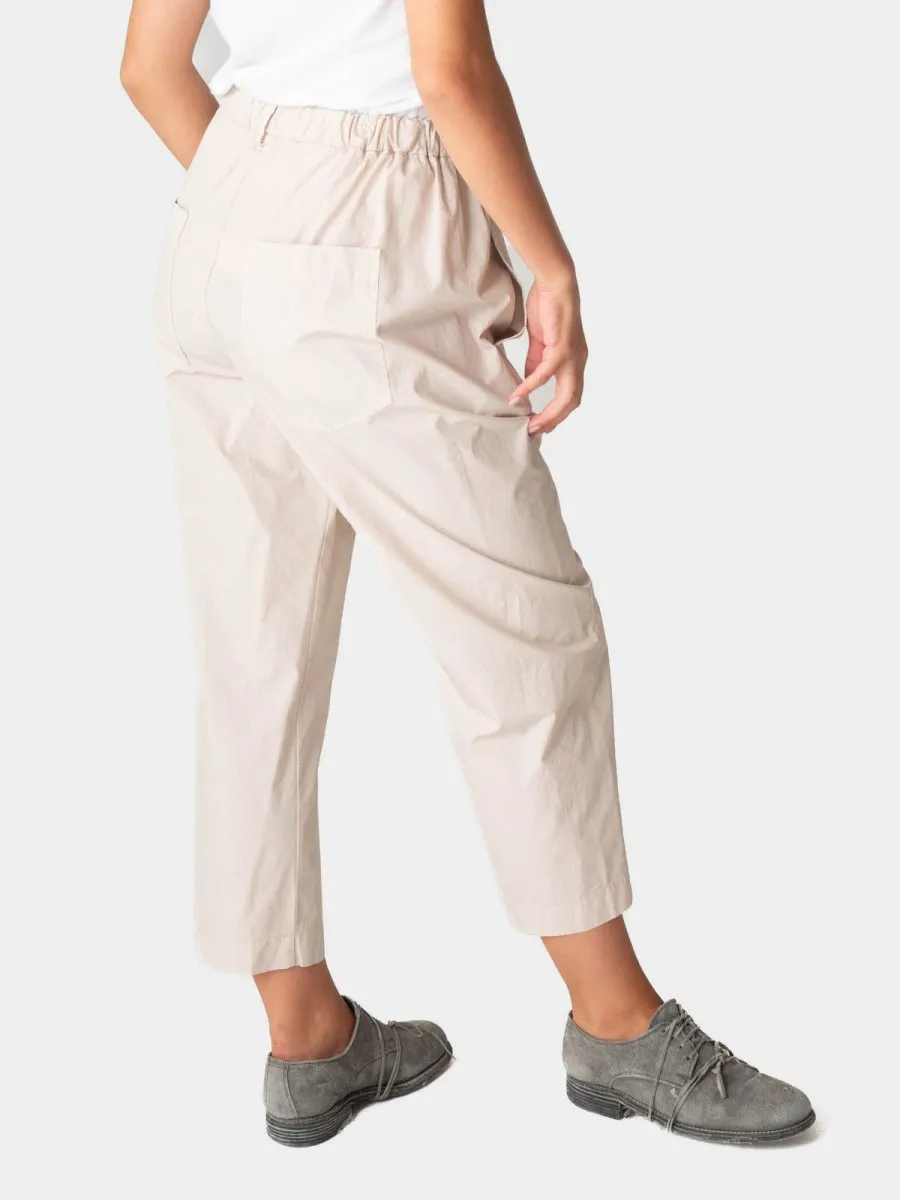 Elastic Waist Tapered Cotton Pants