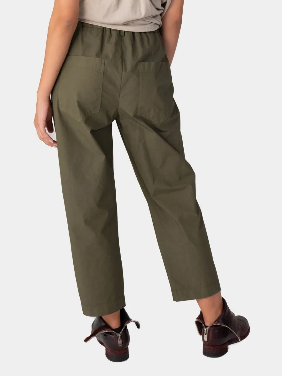 Elastic Waist Tapered Cotton Pants