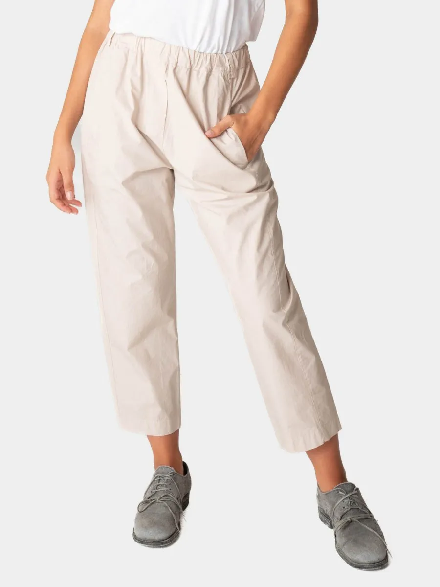 Elastic Waist Tapered Cotton Pants