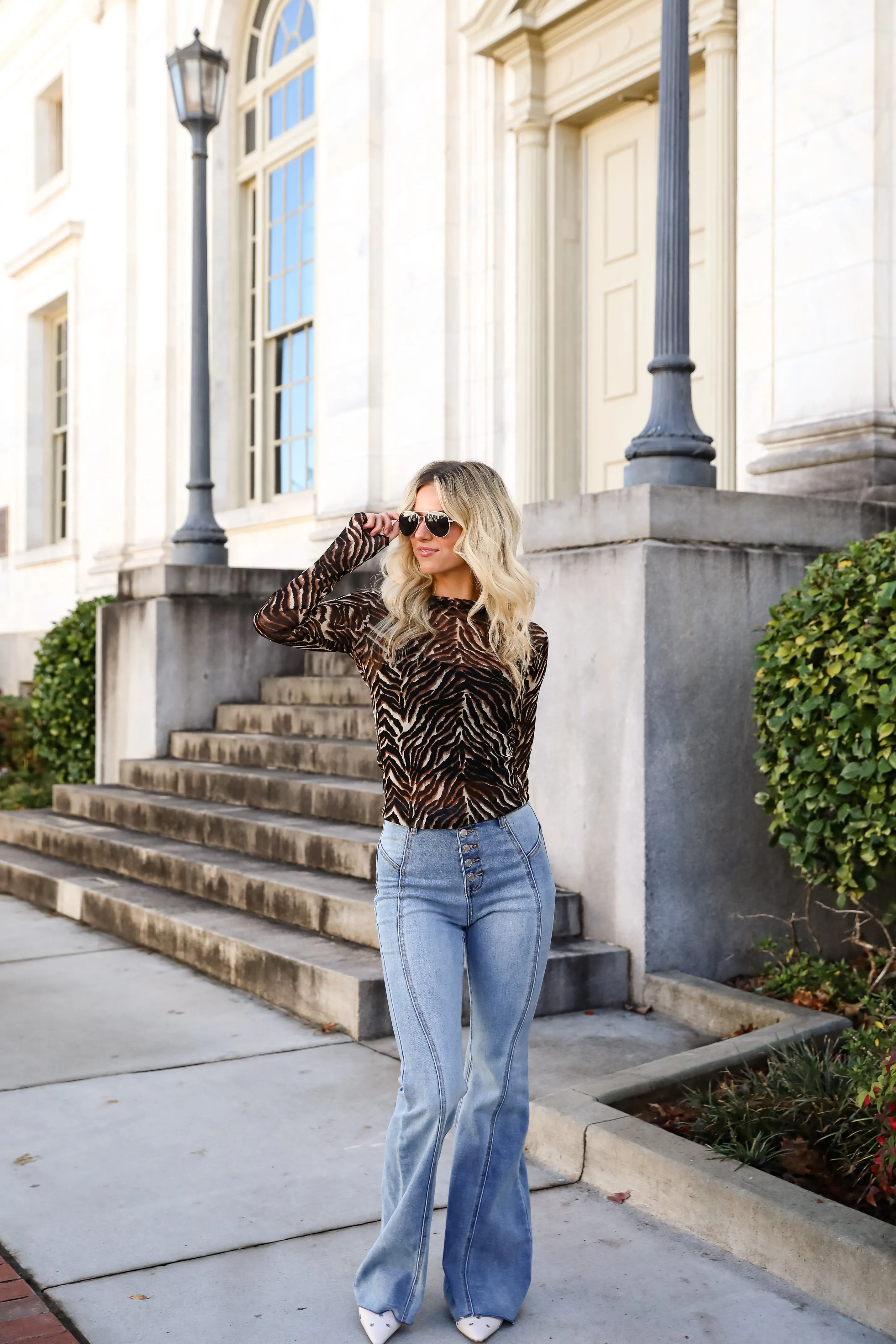 Fierce Expert Black Zebra Mesh Top