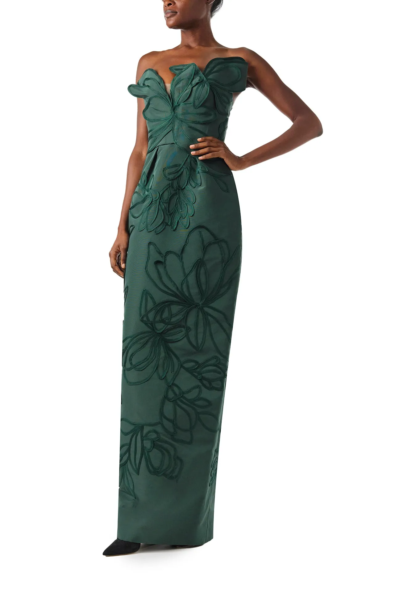 Floral Embroidered Column Gown