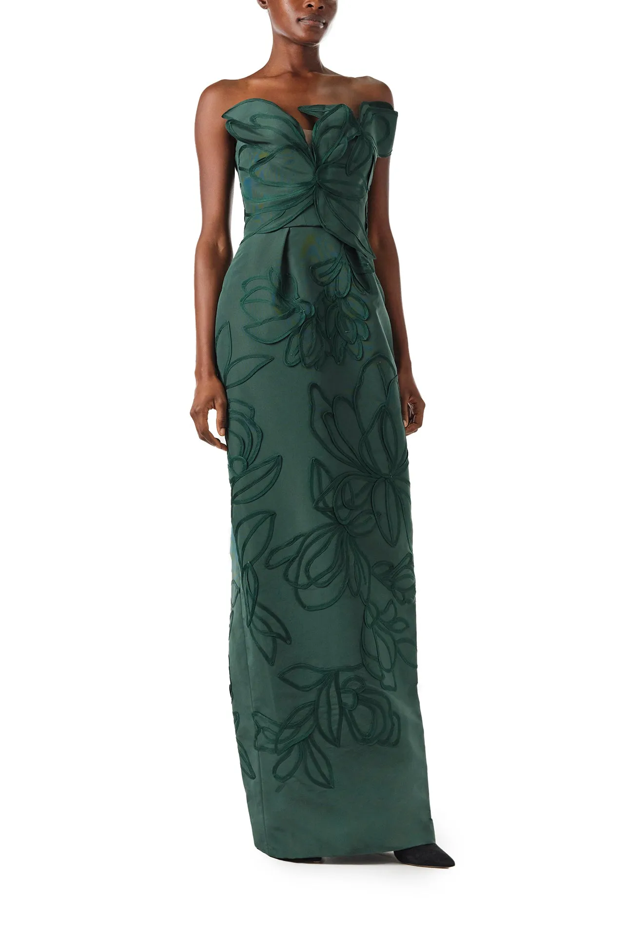 Floral Embroidered Column Gown