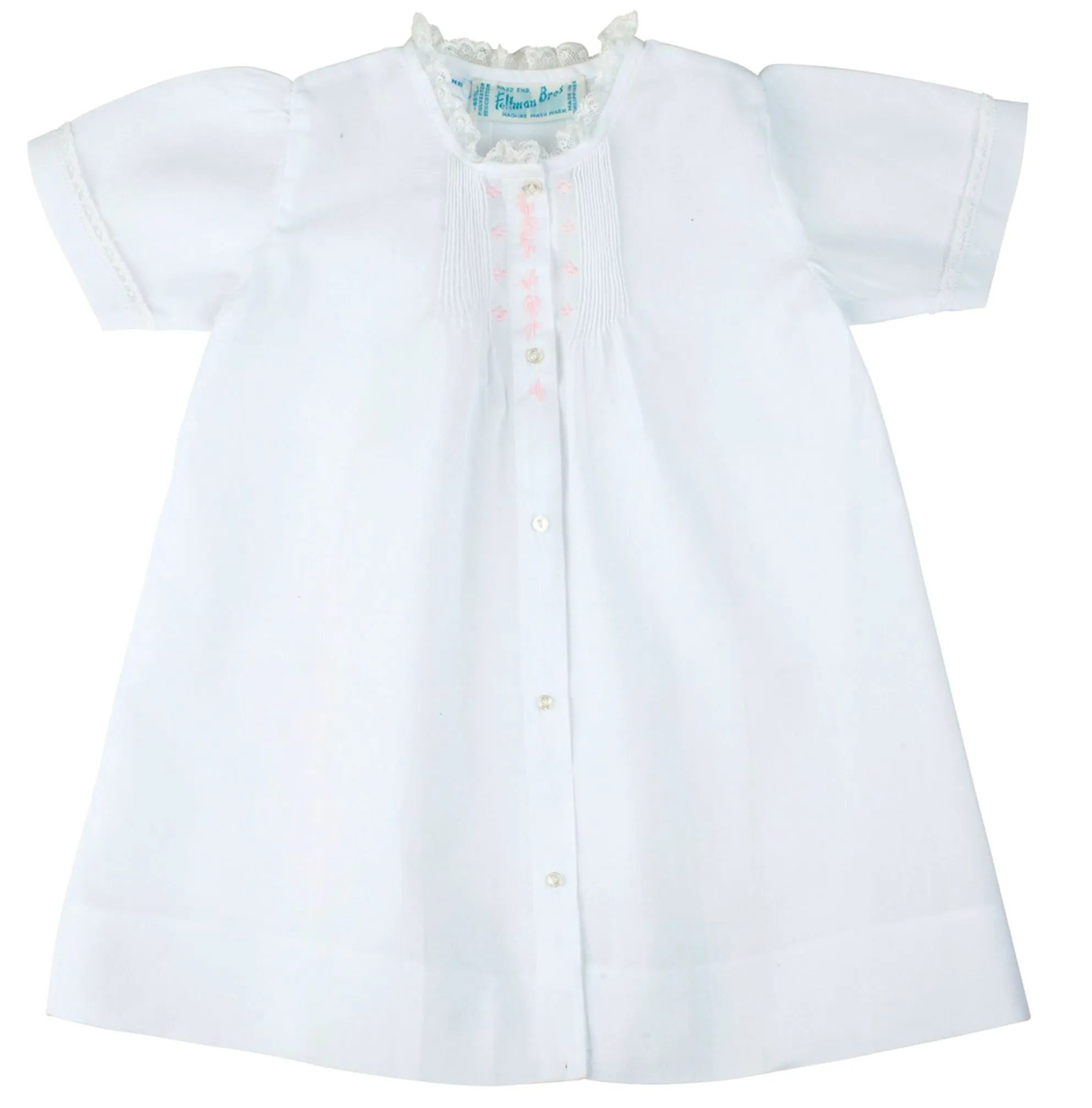 Girls Lace Folded Daygown- with Flowered Embroidery