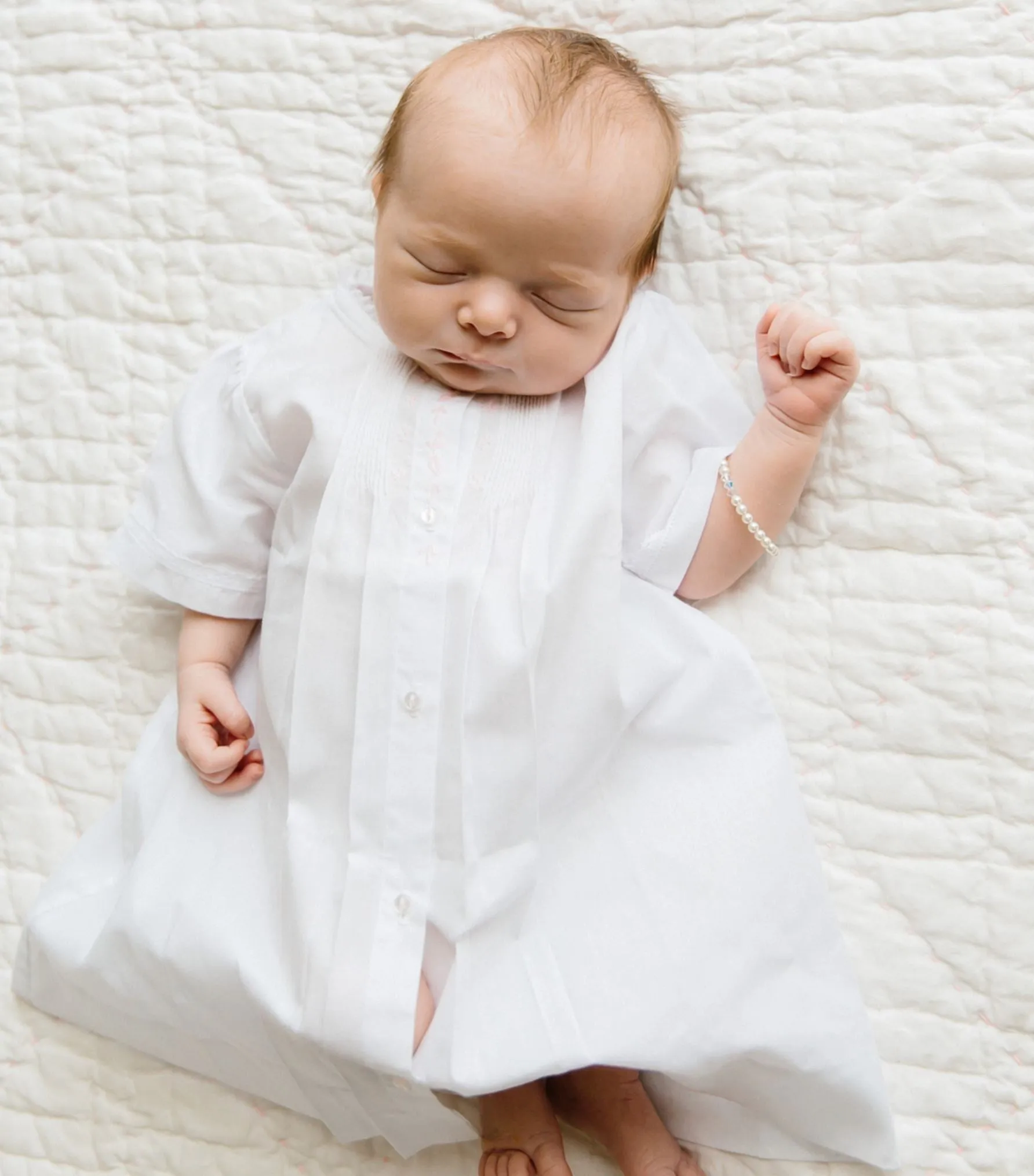 Girls Lace Folded Daygown- with Flowered Embroidery