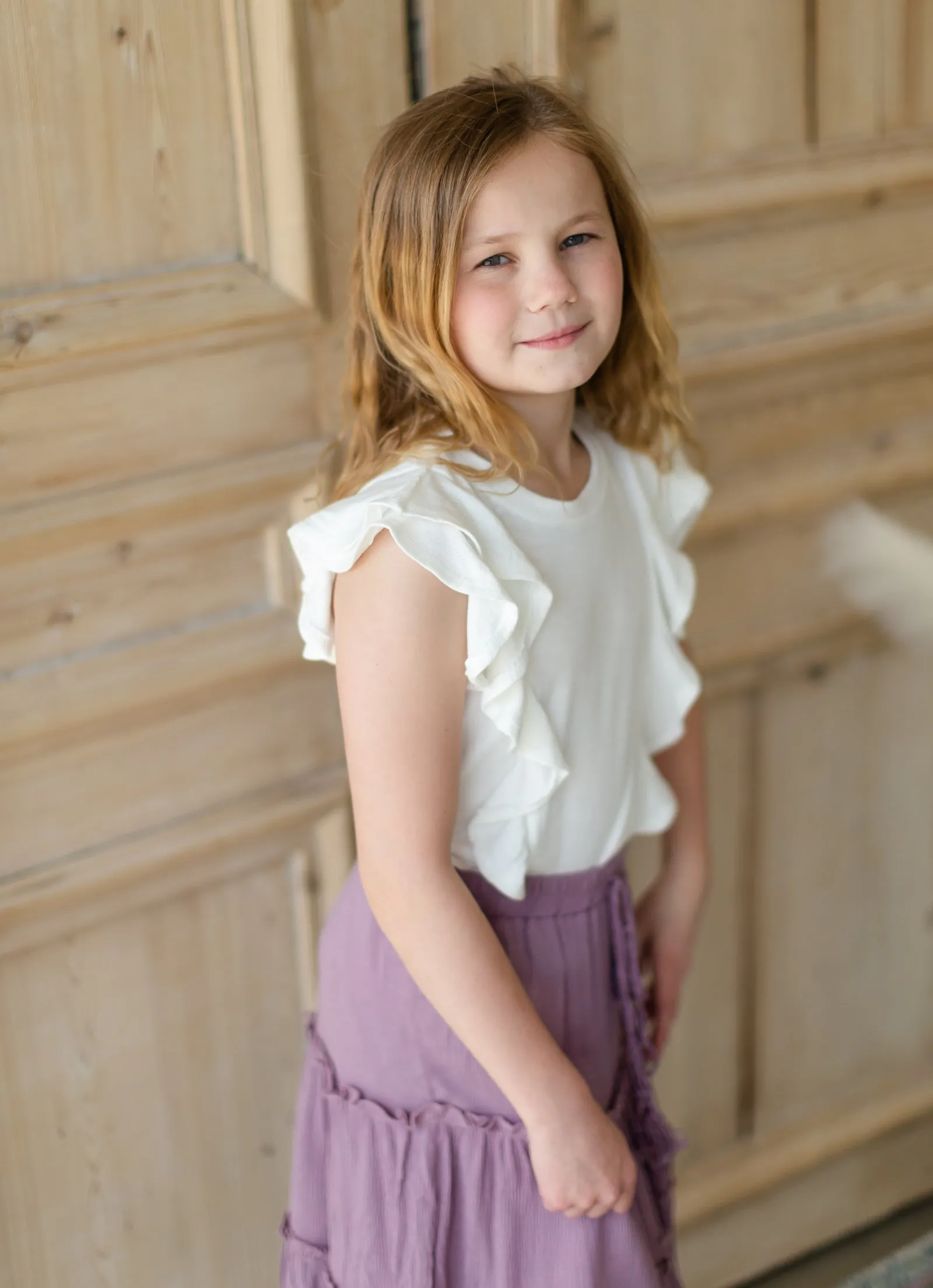 Girls Layered Ruffle Ribbed Knit Top - FINAL SALE