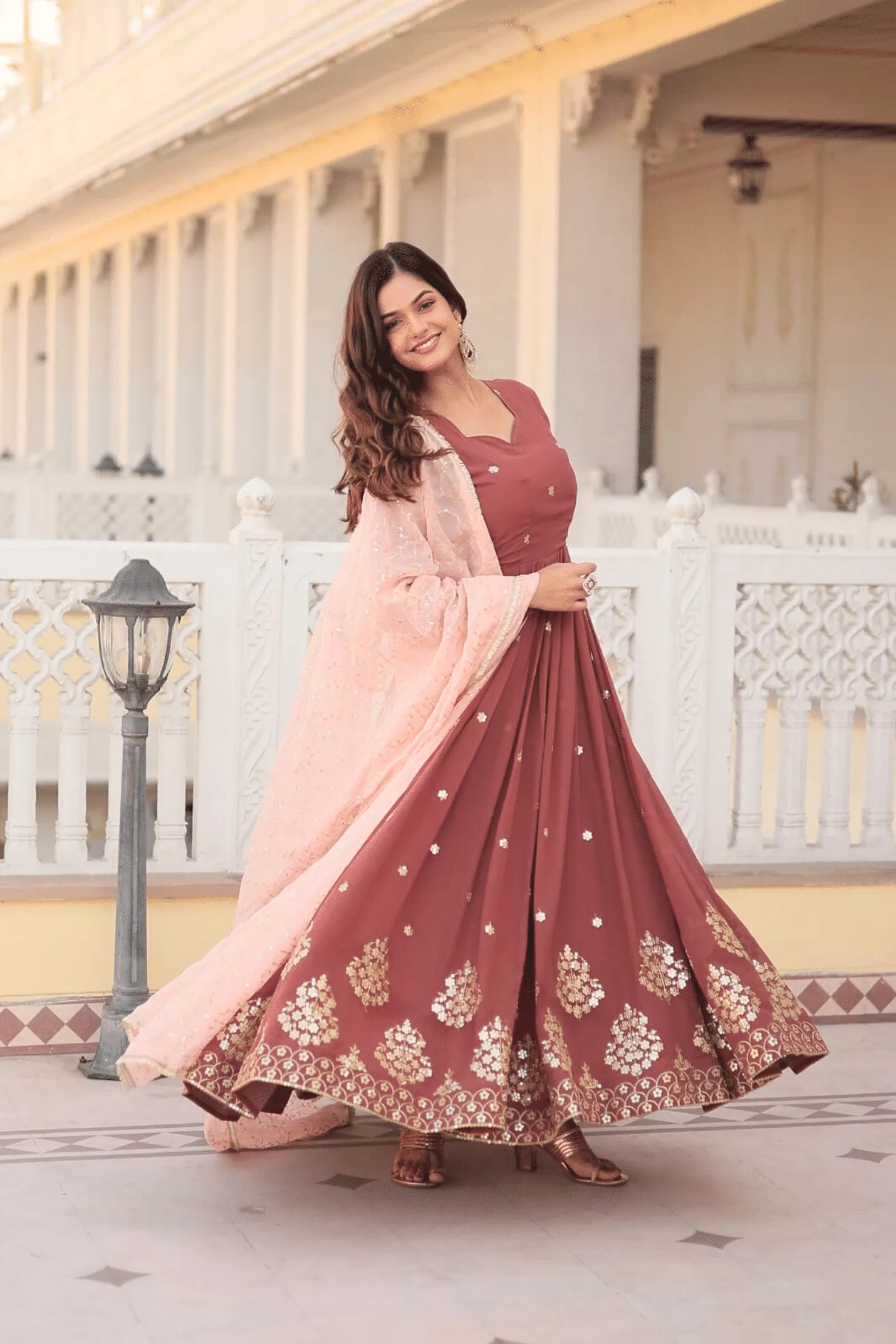 Glamwiz Indian Red Anarkali Suit