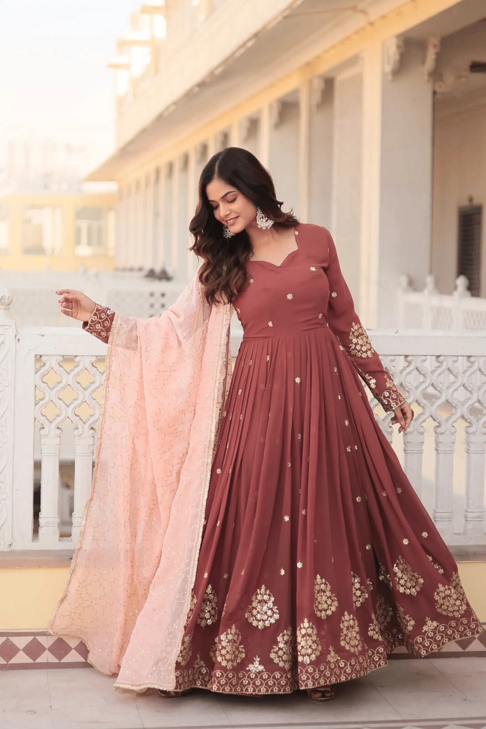 Glamwiz Indian Red Anarkali Suit