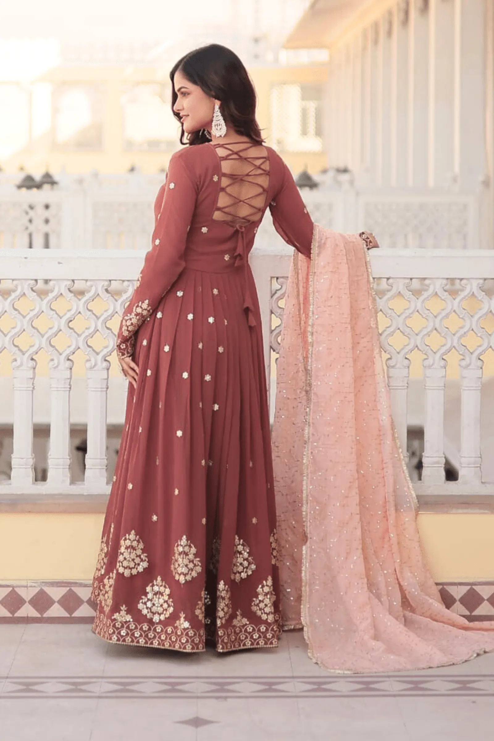 Glamwiz Indian Red Anarkali Suit