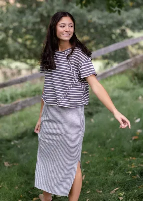 Gray Layered Midi Stripe Knit Dress - FINAL SALE