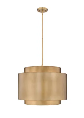 Harlech Four Light Pendant in Rubbed Brass