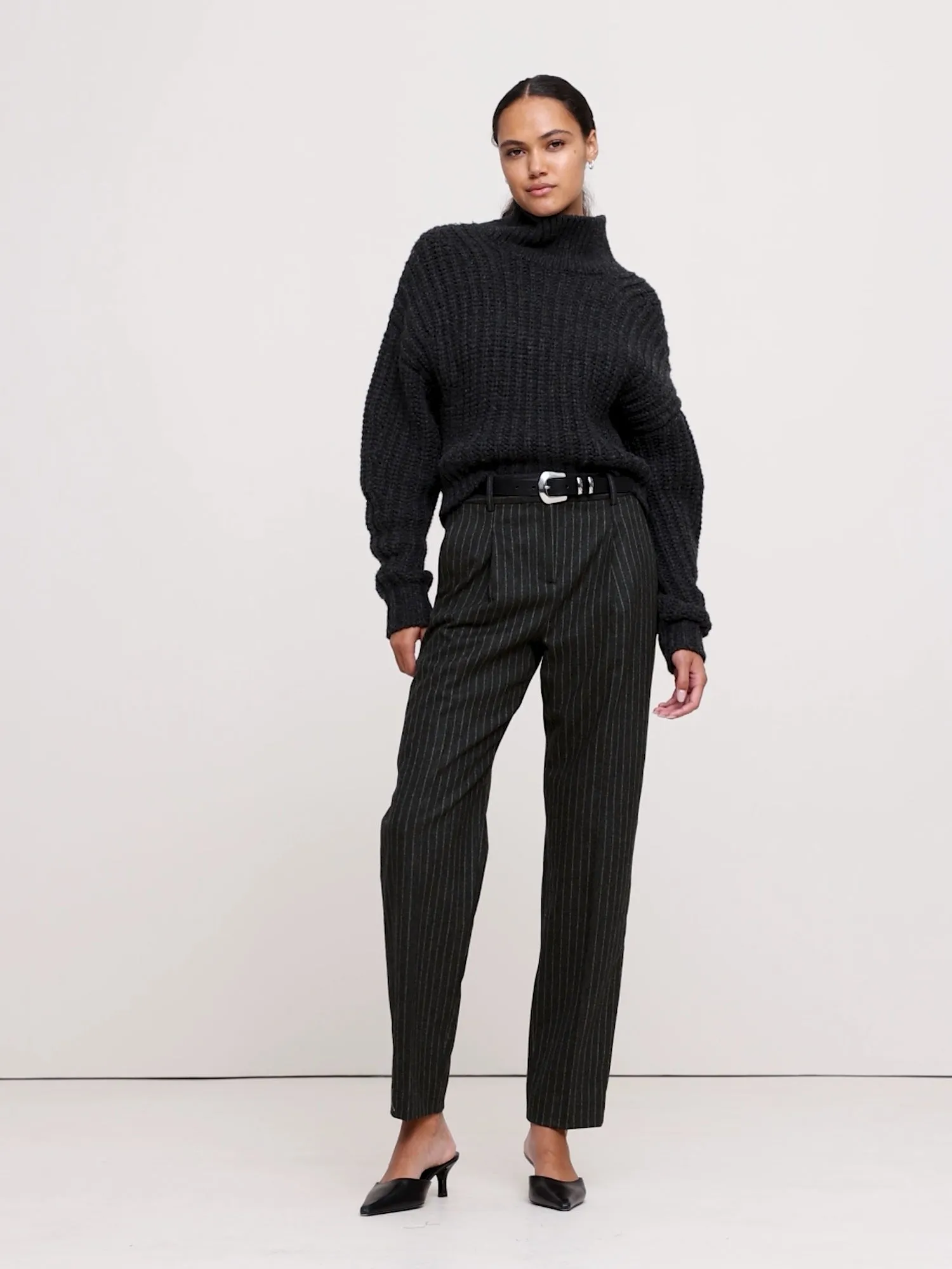 High-Rise Pleated Flannel Pant