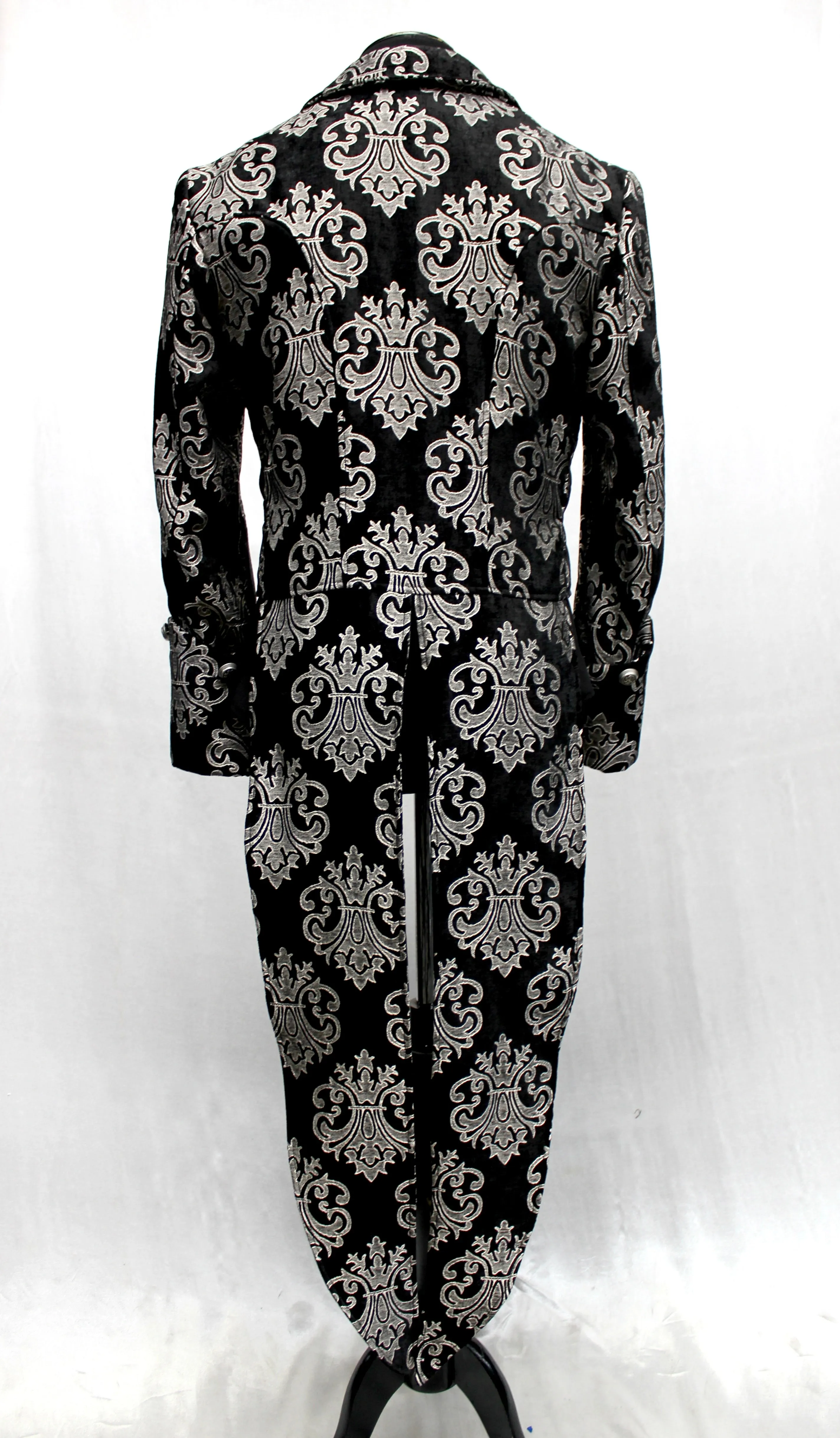 IMPERIAL TAILCOAT - SILVER ON BLACK BROCADE