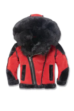 Jordan Craig Kids El Jefe Shearling Moto Jackets - Red - JC91536K