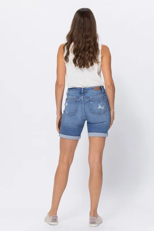 Judy Blue Mid Length Destroyed Shorts