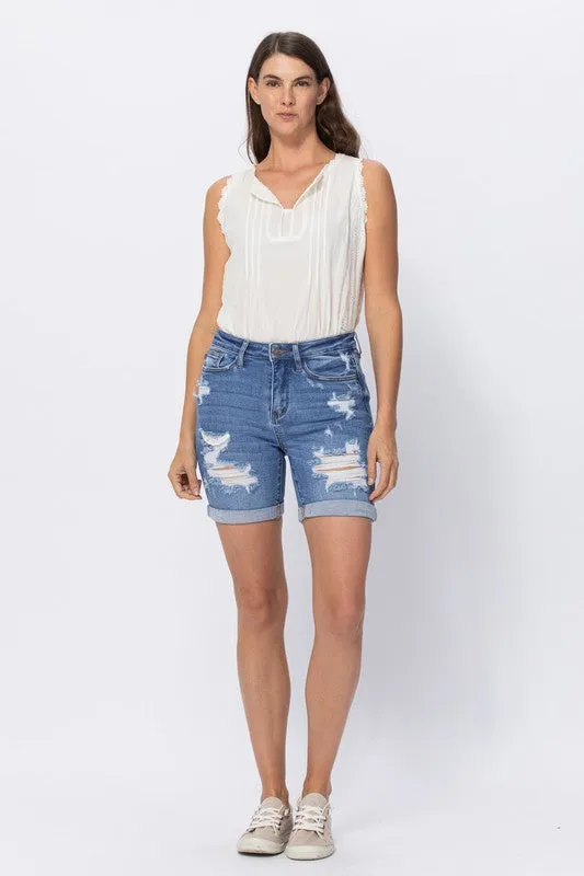 Judy Blue Mid Length Destroyed Shorts