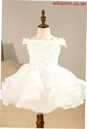 Knee-length Flower - Girl Dress Off-the-Shoulder Felicity Flower Girl Dresses Sleeveless Ball-Gown/Princess Organza