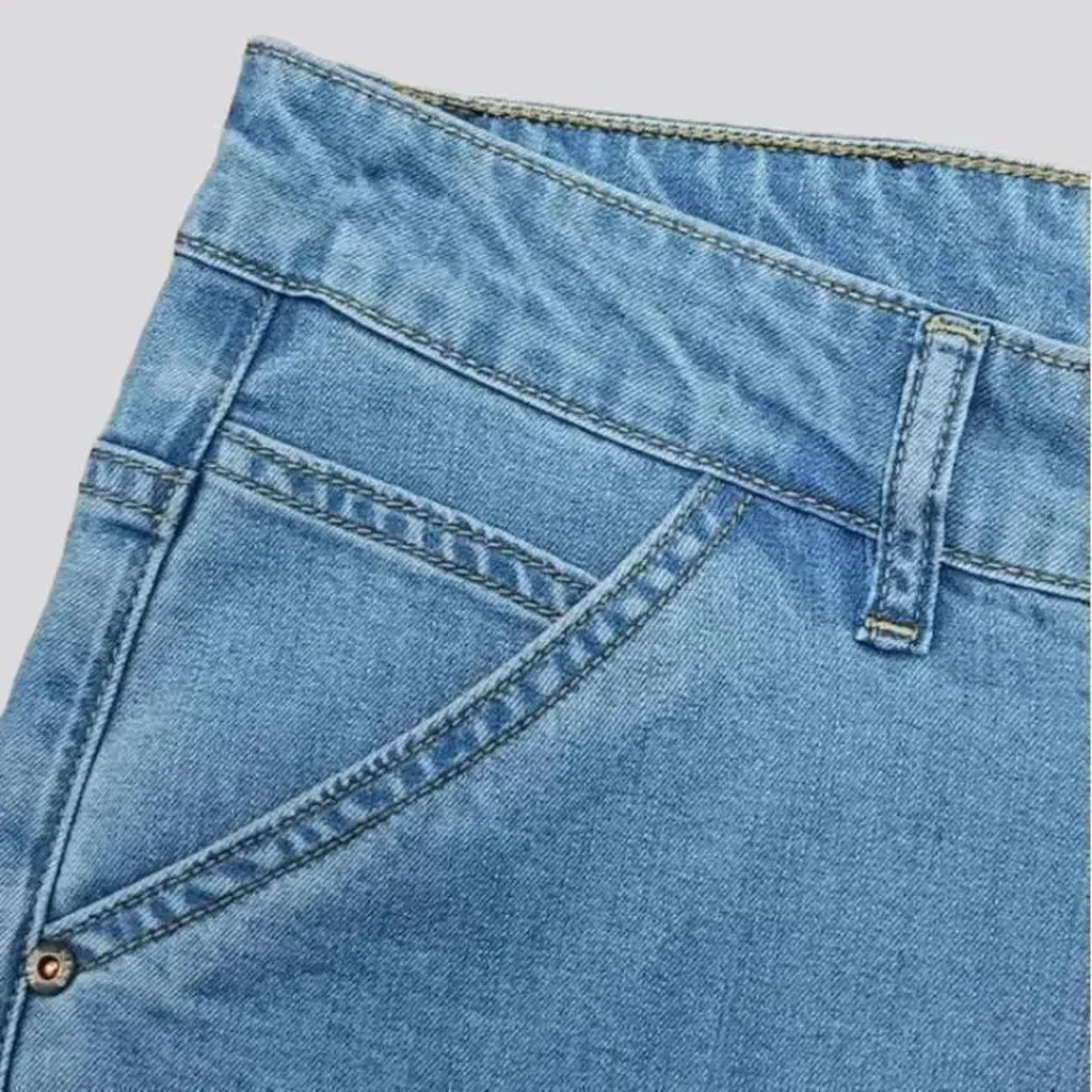 Knee-length mid-waist denim shorts for men