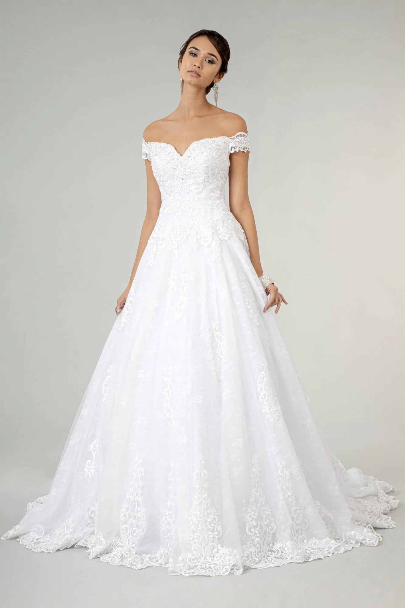 Lace Embellished Bodice A-Line Wedding Gown GLGL2823