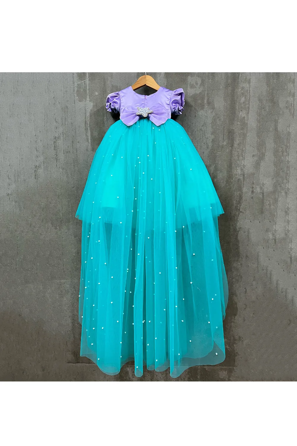 Lavender And Turquoise Embroidered Gown