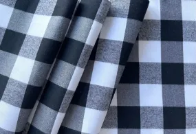 Lightly Brushed 1" Black & White Cotton Gingham Shirting (Made in Italy)