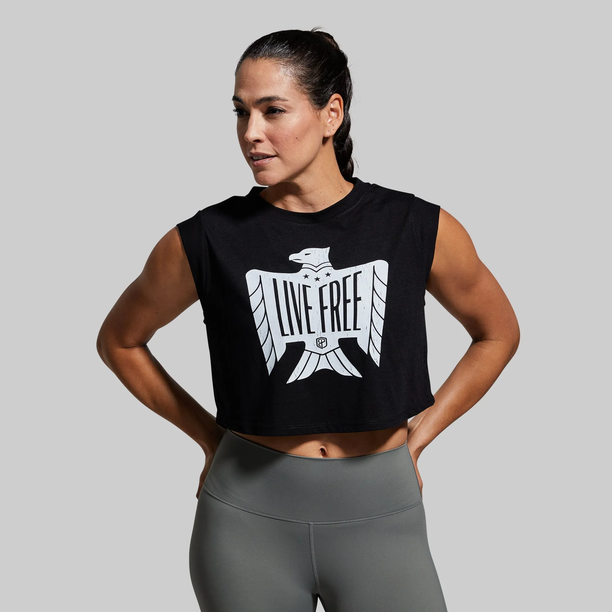 Live Free Festival Cropped Tank (Black)