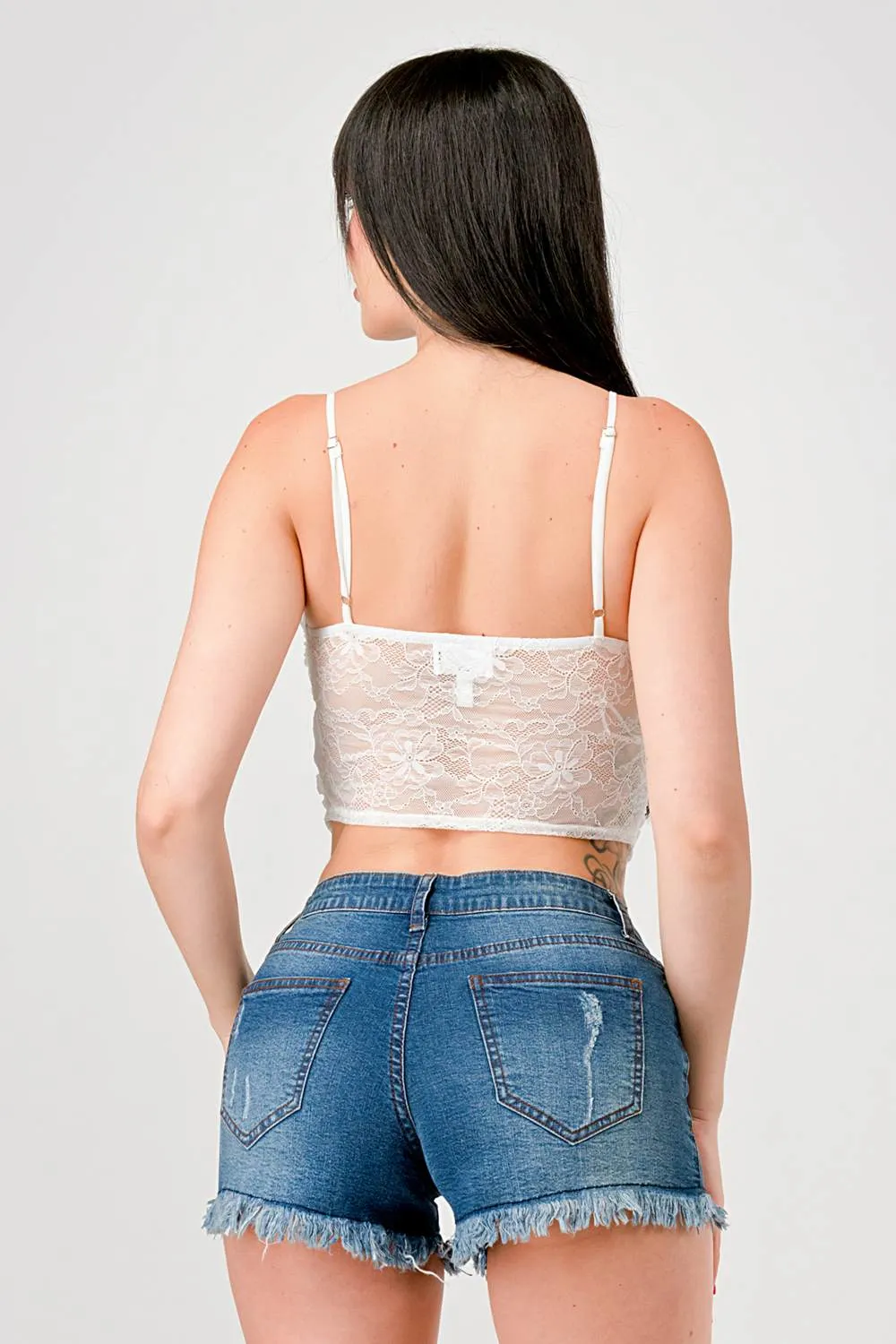 LUXE LACE SEE-THRU CRISSCROSS CONTRAST BUSTIER