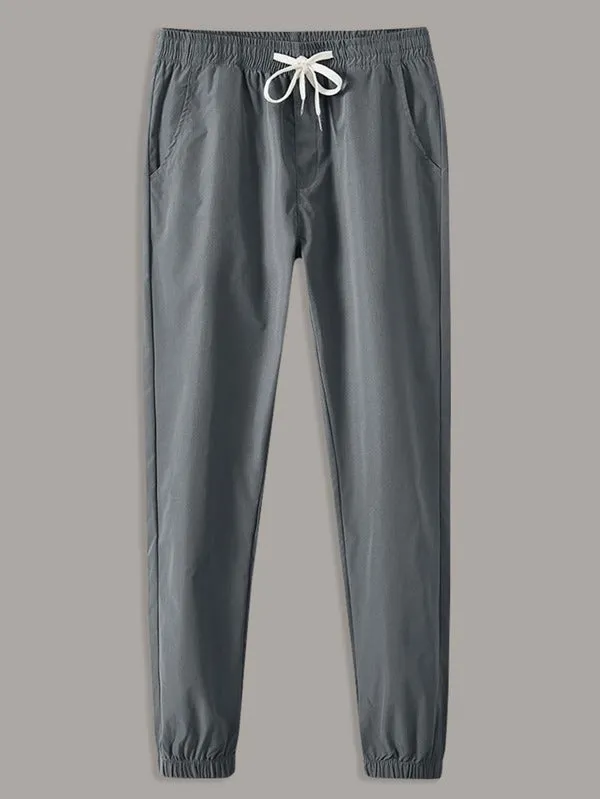 Men Drawstring Waist Tapered Pants