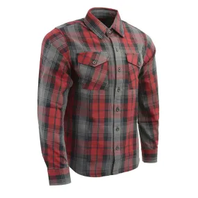 Milwaukee Leather MNG11652 Men's Black Grey and Red Long Sleeve Cotton Flannel Shirt