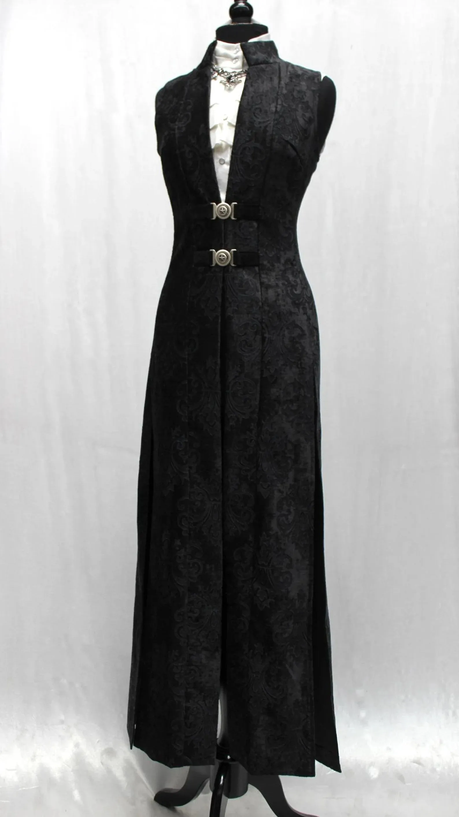 NECROMANTIC COAT/VEST - BLACK VELVET BROCADE